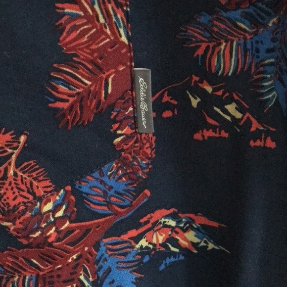 Eddie Bauer men’s Baja Short-Sleeve Shirt novelty mountain & pine one print 2XL - Picture 6 of 7